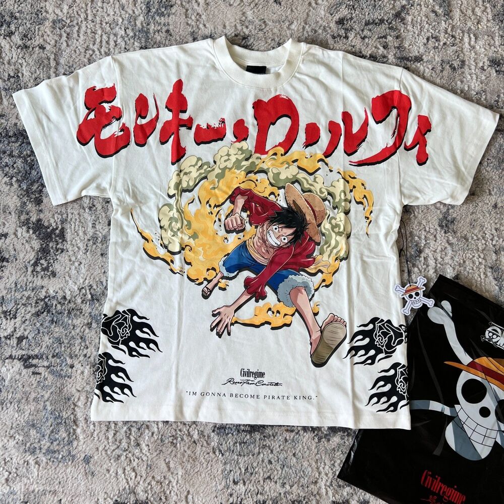 Civil Regime One Piece Monkey D. Luffy White Graphic T-Shirt Medium